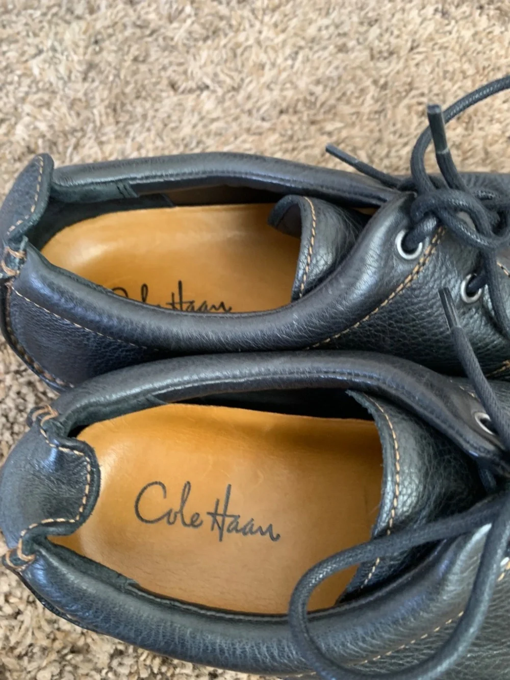 Cole Haan Black Pebble Leather Oxford Casual Shoes 10.5 Classic
